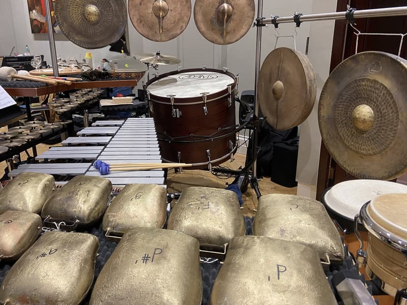 Bell plates crotales vibraphone and gongs